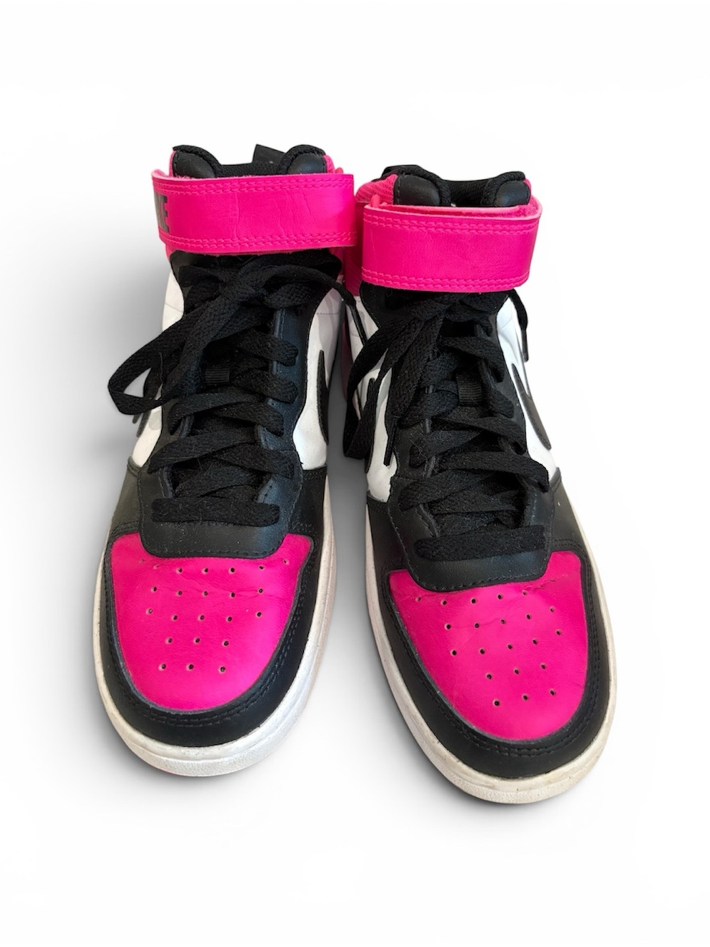 Nike Kids High-Top Sneakers in Pink, Black & White